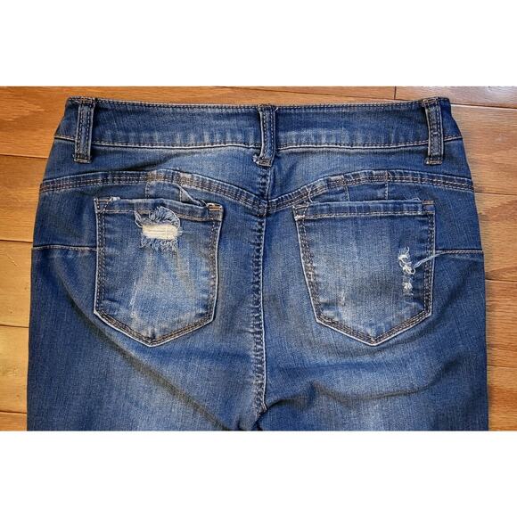 Wax Jean Butt I Love You Jeans Womens Size 7 Low Rise Medium Wash Distressed - Picture 10 of 14